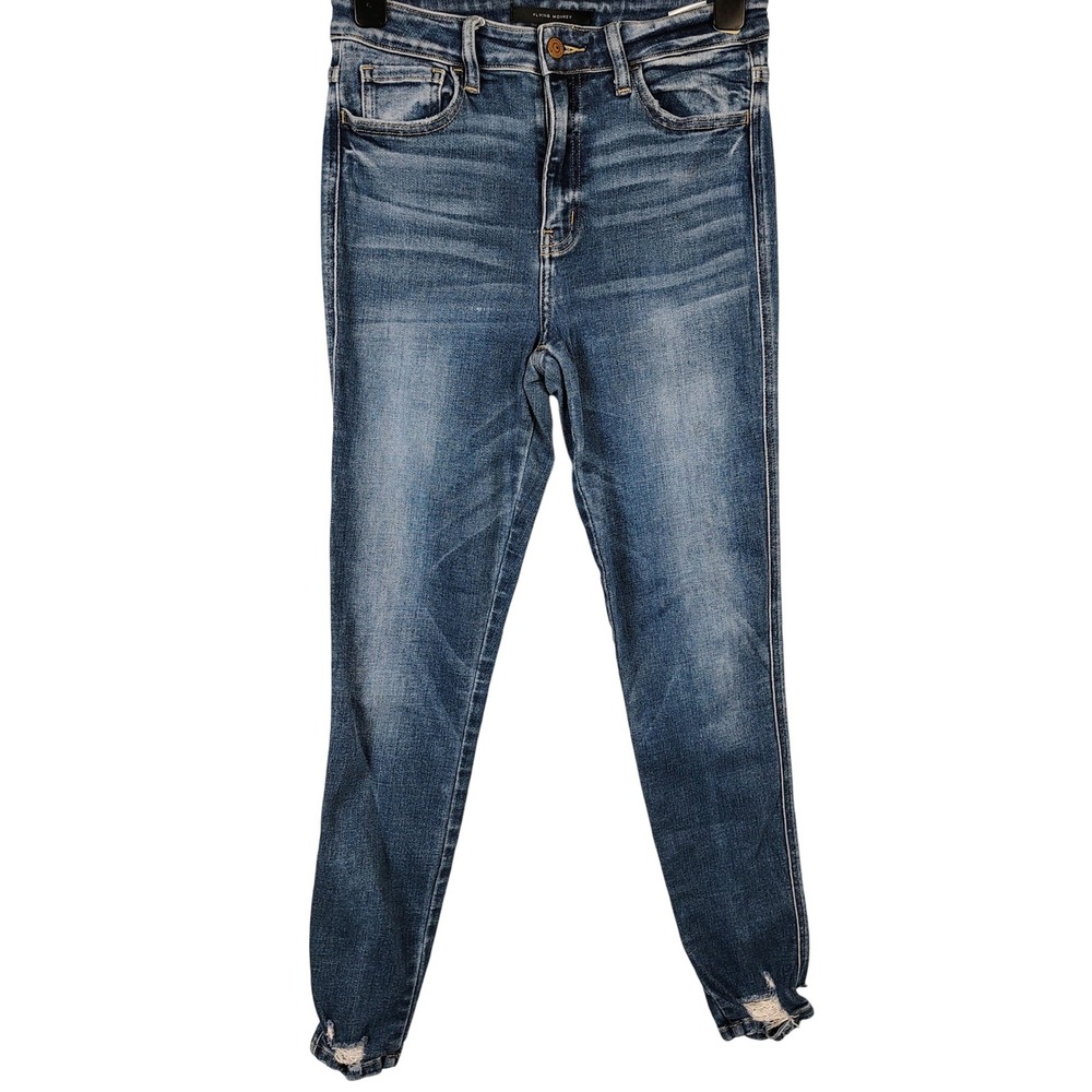 Flying Monkey Womens SZ 28 High Rise Ankle Skinny Jeans Blue Distressed Y2K Edgy